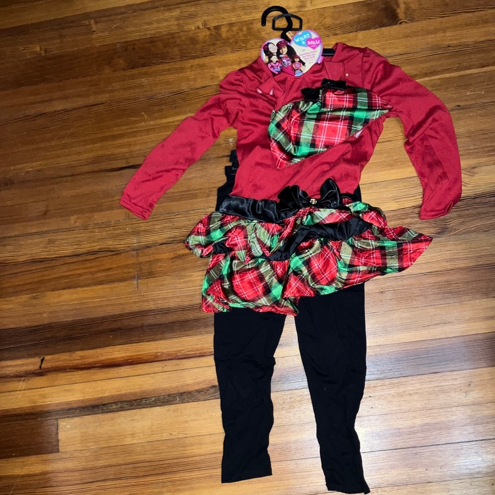 WHAT A DOLL Dollie & Me Red Plaid Kids Matching Dress w Doll Dress
